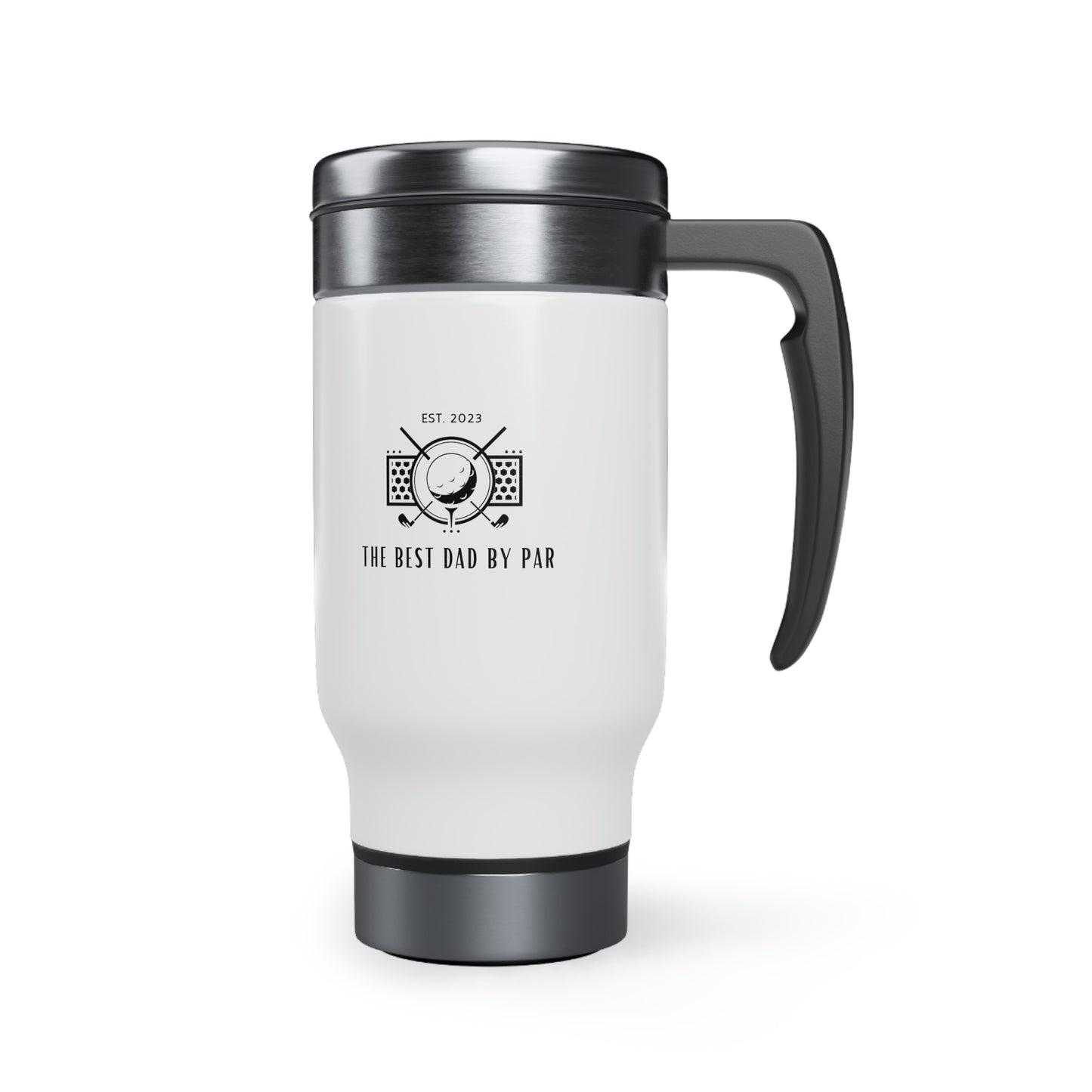 Golf Stainless Steel Travel Mug with Handle, Best Dad by Par