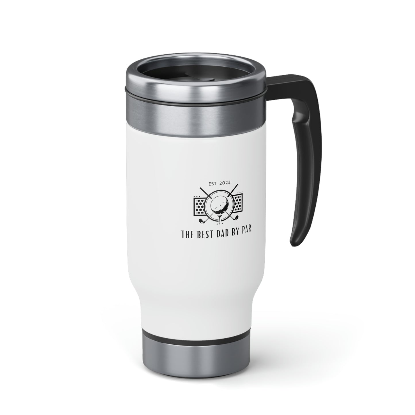 Golf Stainless Steel Travel Mug with Handle, Best Dad by Par